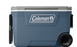 lot 238 image: Coleman 316 Series 62QT Lakeside Blue Hard Chest Wheeled Cooler