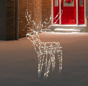 lot 253 image: Northlight Lighted White Standing Reindeer Outdoor Christmas Yard Decoration