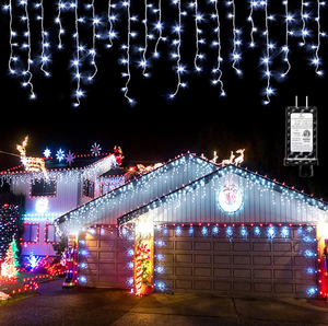lot 260 image: Christmas Icicle Lights Outdoor, 1216LED Curtain Fairy String Lights Cool White
