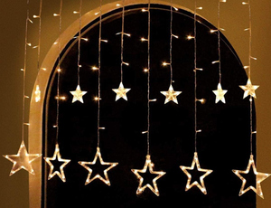 lot 263 image: 2PCS Joiedomi Star Curtain Lights, 138LED 12 Stars Window Curtain Lights Fairy Lights