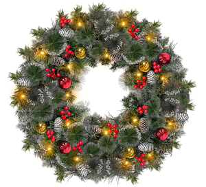 lot 272 image: Super Large Snowy Timer-Operated Prelit Wreath with 80 Lights