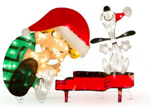 lot 274 image: Christmas Yard Art Decorations Lighted Schroeder and Snoopy Piano