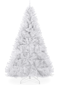 lot 502 image: Best Choice Products Premium White Hinged Artificial Holiday Christmas Pine Tree for Home