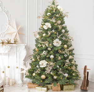 lot 512 image: KI Store Christmas Tree with Decorations and Lights Remote and Timer Champagne Christmas Tree
