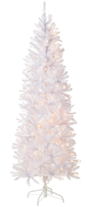 lot 515 image: Pre-Lit Slim Christmas Tree, White, Kingswood Fir, White Lights, Includes Stand