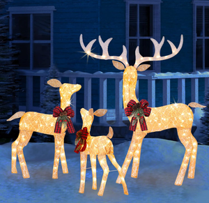 lot 533 image: 3PCS Johoo Lighted Reindeer Family Set with 210 Lights Large Xmas Holiday Light Up Decorations