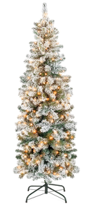 lot 536 image: Best Choice Products Pencil Christmas Tree Pre-Lit Artificial Snow Flocked