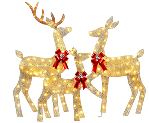 lot 546 image: 3PCS YULETIME Pre-lit 2D Christmas Reindeer Family