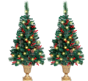 lot 551 image: 2PCS Juegoal Christmas Tree, Upgrade Pre-Lit Crestwood Spruce Entrance Tree