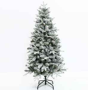 lot 552 image: LuxenHome Pre-Lit Full Artificial Flocked Christmas Tree