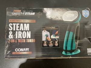 lot 317 image: Conair Turbo ExtremeSteam 1875 Watt Handheld Fabric, 2-in-1 Steam and Iron Garment Steamer