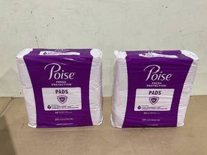 lot 297 image: LOT OF 2 39PCS Poise Incontinence Pads & Postpartum Incontinence Pads, 7 Drop Ultra Absorbency