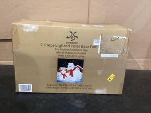lot 504 image: 2PCS Hoyechi Lighted Polar Bear Family - Large All-Weather Pre-Lit Outdoor Christmas