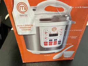 lot 389 image: MasterChef 13-in-1 Pressure Cooker- 6 QT Electric Digital Instant MultiPot, 13 Programmable Functions