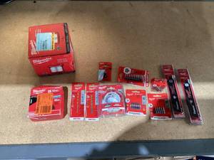 lot 593 image: LOT OF Milwaukee Accessories and Parts for Tools