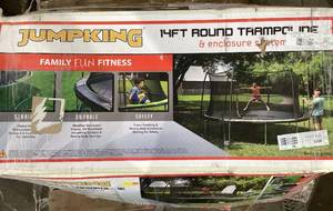 lot 50 image: JumpKing Round Trampoline and Enclosure System with Galvanized Steel Frames