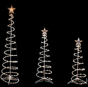 lot 413 image: Northlight Set of 3 Clear Lighted Spiral Christmas Trees - 3, 4, and 6