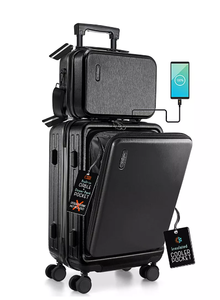 lot 433 image: TravelArim 22 Airline Approved Hard-shell Carry On Luggage with Attachable Cosmetic Case
