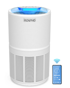 lot 437 image: RENPHO Smart Wifi Air Purifier for Allergies & Asthma, H13 True HEPA Filter, Air Cleaner for Large Room, White