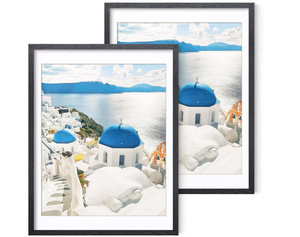 lot 440 image: Axeman 18x24 Poster Frame with Mat for 16x20, Solid Oak Wood Picture Frame with Tempered Glass, Set of 2, Black