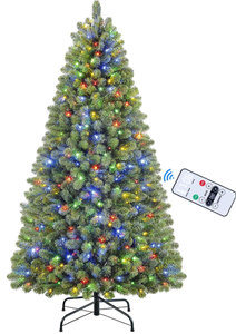 lot 36 image: SHareconn Prelit Premium Artificial Hinged Christmas Tree with Remote Control