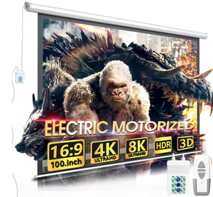 lot 47 image: Aoxun 100 Motorized Projector Screen - Indoor and Outdoor Movies Screen