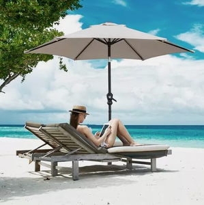 lot 359 image: Patio Umbrella, Outdoor Umbrella with Push Button Tilt and Crank, Khaki