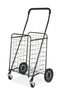 lot 477 image: Mainstays Adjustable Steel Rolling Cart Black Assembled Length 21.5 x Assembled Width 19.5 x Assembled Height 38.4