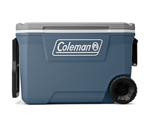 lot 489 image: Coleman 316 Series 62QT Lakeside Blue Hard Chest Wheeled Cooler (MISSING WHEELS)