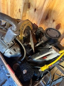 Rack, power tools, misc hand tools