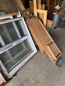 lot 38 image: Garage Full of woodworking lumber small and big pieces  (Must Be Picked Up In Ulen)