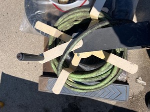 lot 52 image: dolly air hose and reel  misc tools