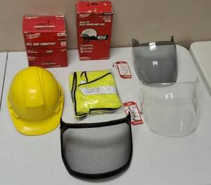 Milwaukee  HDX  Maximum Safety - Safety Vest,Hard Hat,  Ear Plugs, HeadLamp & 3 Face Shields for the Safety Hat