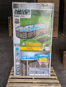lot 1 image: Bestway Power Steel 22 x 12 x 48 Above Ground Oval Pool Set