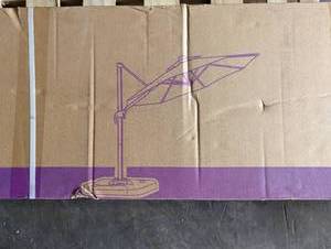 lot 15 image: PURPLE LEAF 10 ft. Octagon Aluminum Outdoor Patio Cantilever Umbrella Offset 360° Rotation Umbrella with Base, Beige