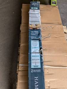 lot 12 image: Hampton Bay 9 ft. Aluminum Market Auto Tilt Patio Umbrella in Elsa Stripe