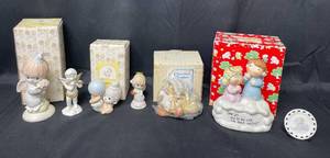 lot 24 image: Excellent Condition Figurines inc Precious Moments and Cherished Teddies - Happiness Divine, Katie CT, Clown, Angel Figurine, Lefton China December Angel Figurine, Dear God Kids Figurine