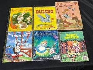 lot 26 image: Little Golden Books - Dumbo, Cinderella, Thomas and the Big, Big, Bridge, Alice in Wonderland, Bialoskys Special Picnic, The Lively Little Rabbit