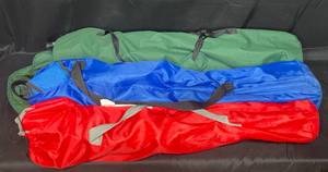 lot 30 image: 3 Lawn Chairs Red Ozark Trail Basic Mesh, Blue, and Green Chairs