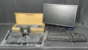 lot 50 image: TV Mount and Dell Computer Monitor with 2 Dell Keyboards