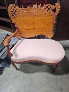 lot 12 image: Unique Antique Carved Wood Settee