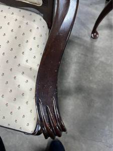 lot 178 image: Ethan Allen Georgian Court Queen Anne Cane Back Chair W Fabric Back & Seat