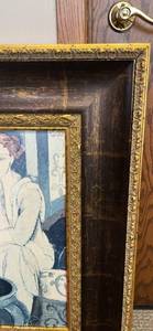 lot 187 image: Ornate CopperGoldBrown Frame of 2 Women Having TeaCoffee from Schneidermans Furniture