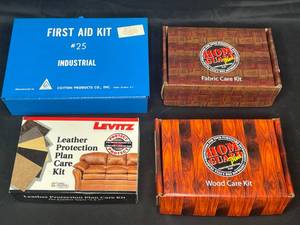 lot 98 image: HALTED Fabric Care Kit, Wood Care Kit, First Aid Kit and Leather Protection Plan Care Kit