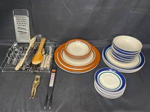 lot 101 image: Dinnerware Sets (incomplete) and Variety of Kitchen Utensils