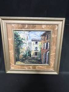 lot 204 image: Framed & Signed Oil Painting of European Villa