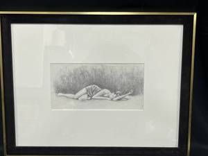 lot 212 image: Framed Sketch of Woman Signed by Liz Reich