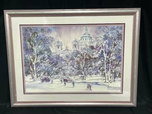 lot 216 image: Signed & Numbered Lou Roman Picture of Ice Skaters in Front of Capitol 495900