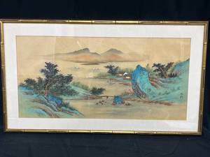lot 219 image: Japanese Watercolor w Document of Authenticity