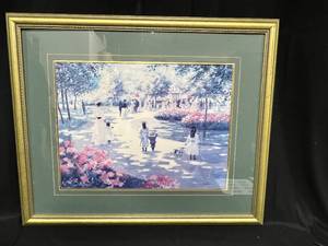 lot 218 image: Framed & Matted Victorian Setting Picture w Signature no COA